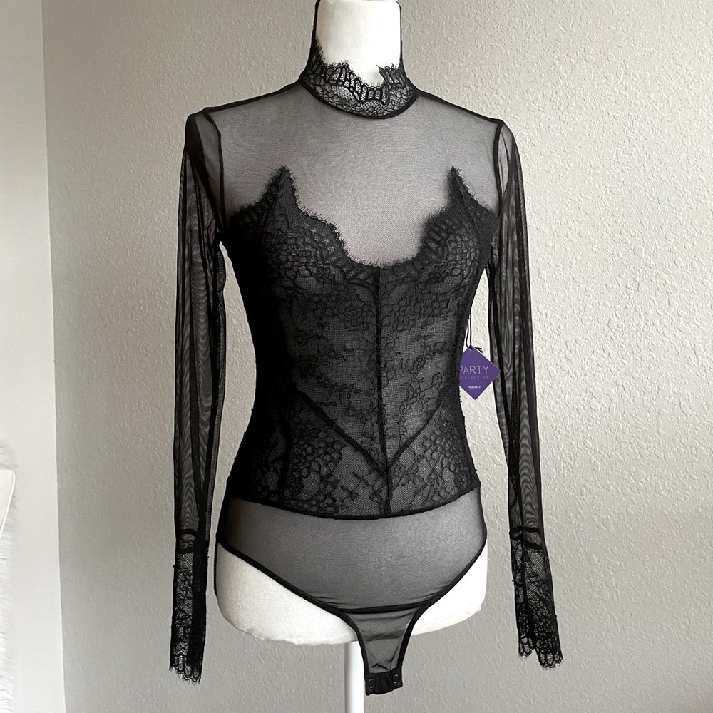 Forever 21 black lace bodysuit NEW